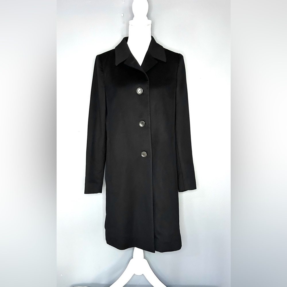 Sfera 100% Cashmere Coat Womens 42 US 6 Black Single Breasted Soft Made In Italy